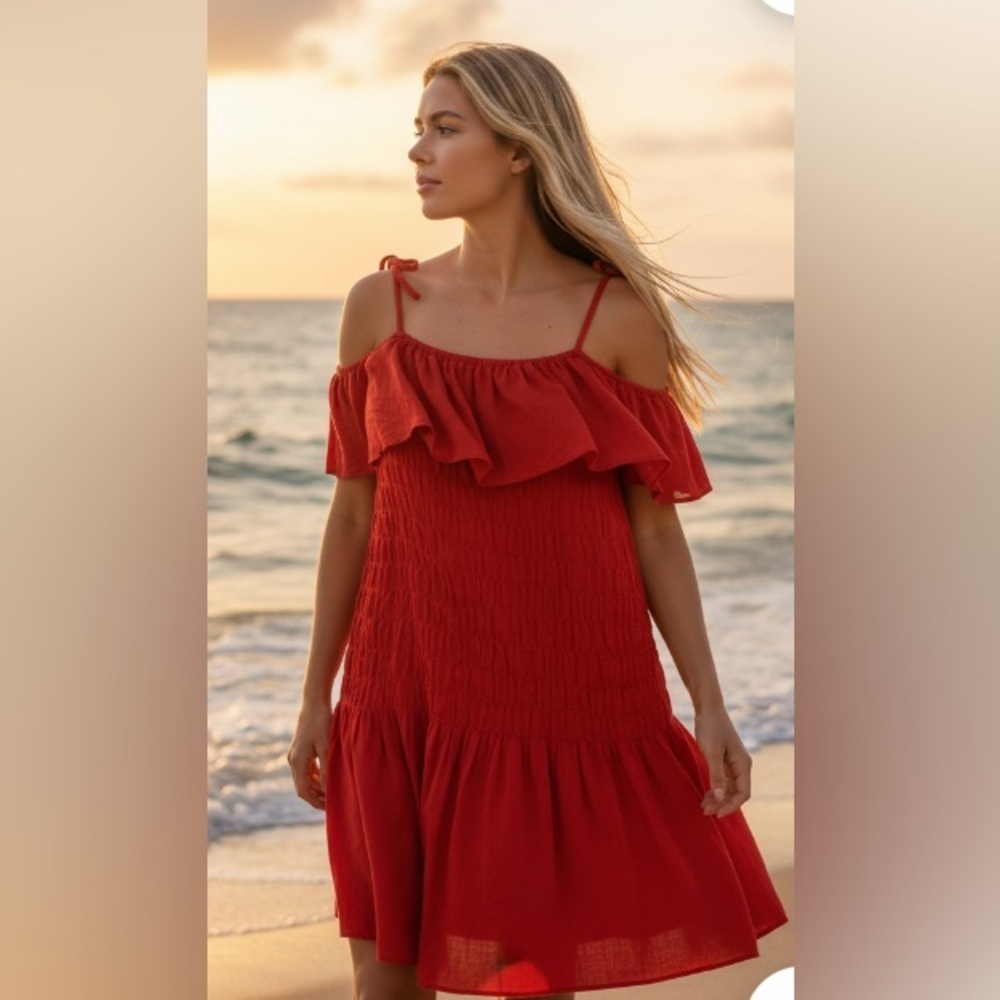 New Burnt red sleeveless 
Ruched Bodice 
Adjustable Straps
sundress 
XL-XXL